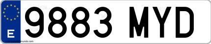 Ejemplo de matrícula española 9883 MYD