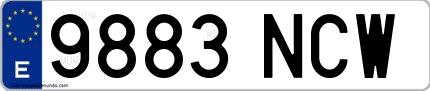 Ejemplo de matrícula española 9883 NCW