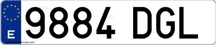 Ejemplo de matrícula española 9884 DGL