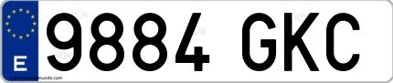 Ejemplo de matrícula española 9884 GKC