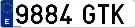 Ejemplo de matrícula española 9884 GTK