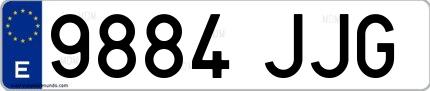 Ejemplo de matrícula española 9884 JJG