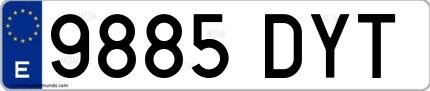 Ejemplo de matrícula española 9885 DYT