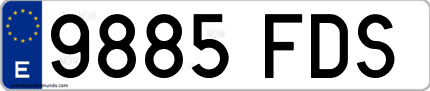 Ejemplo de matrícula de coche ordinaria 9885 FDS