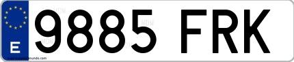 Ejemplo de matrícula española 9885 FRK