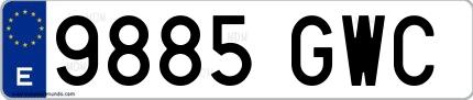 Ejemplo de matrícula española 9885 GWC