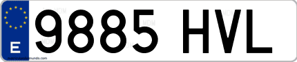 Ejemplo de matrícula de coche ordinaria 9885 HVL