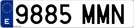 Ejemplo de matrícula de coche ordinaria 9885 MMN