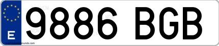 Ejemplo de matrícula española 9886 BGB