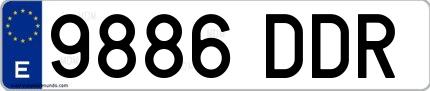 Ejemplo de matrícula española 9886 DDR
