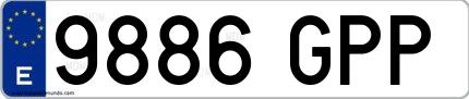 Ejemplo de matrícula española 9886 GPP