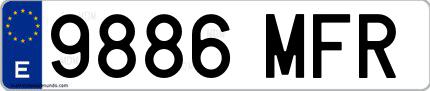 Ejemplo de matrícula española 9886 MFR