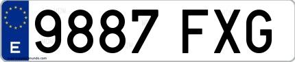 Ejemplo de matrícula española 9887 FXG