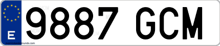 Ejemplo de matrícula de coche ordinaria 9887 GCM