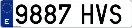 Ejemplo de matrícula española 9887 HVS