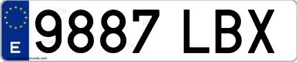 Ejemplo de matrícula española 9887 LBX