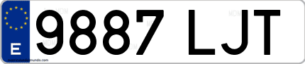 Ejemplo de matrícula de coche ordinaria 9887 LJT