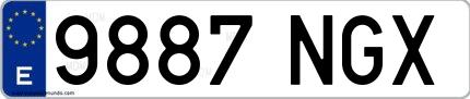 Ejemplo de matrícula española 9887 NGX