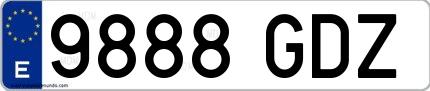 Ejemplo de matrícula española 9888 GDZ