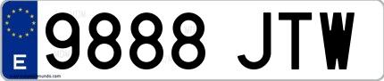 Ejemplo de matrícula española 9888 JTW