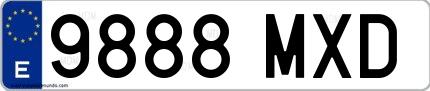 Ejemplo de matrícula española 9888 MXD