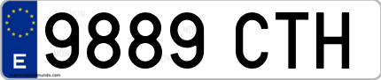 Ejemplo de matrícula de coche ordinaria 9889 CTH