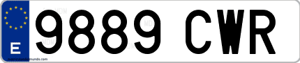 Ejemplo de matrícula de coche ordinaria 9889 CWR