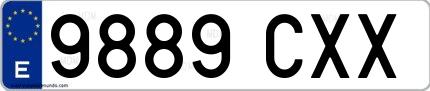 Ejemplo de matrícula española 9889 CXX