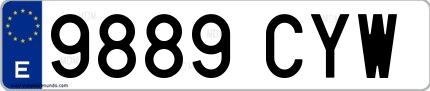 Ejemplo de matrícula española 9889 CYW