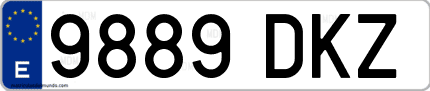 Ejemplo de matrícula de coche ordinaria 9889 DKZ