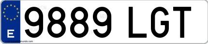 Ejemplo de matrícula española 9889 LGT