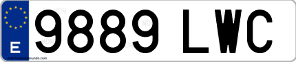 Ejemplo de matrícula de coche ordinaria 9889 LWC