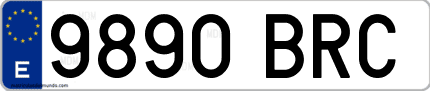 Ejemplo de matrícula de coche ordinaria 9890 BRC