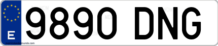 Ejemplo de matrícula de coche ordinaria 9890 DNG
