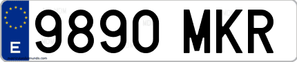 Ejemplo de matrícula de coche ordinaria 9890 MKR