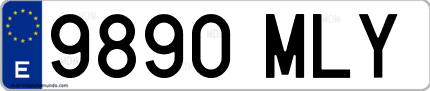 Ejemplo de matrícula de coche ordinaria 9890 MLY