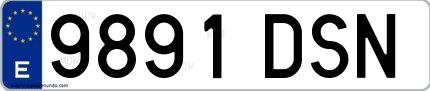 Ejemplo de matrícula española 9891 DSN