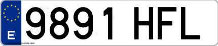 Ejemplo de matrícula de coche ordinaria 9891 HFL