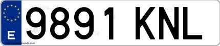 Ejemplo de matrícula española 9891 KNL