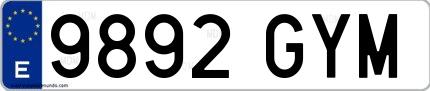 Ejemplo de matrícula española 9892 GYM