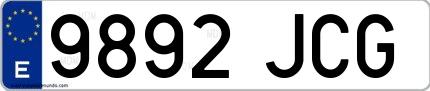 Ejemplo de matrícula española 9892 JCG
