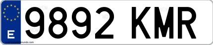 Ejemplo de matrícula española 9892 KMR