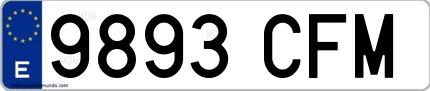 Ejemplo de matrícula española 9893 CFM