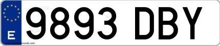 Ejemplo de matrícula española 9893 DBY