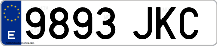 Ejemplo de matrícula de coche ordinaria 9893 JKC