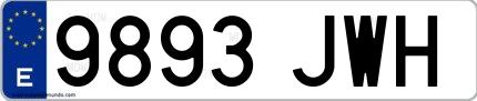 Ejemplo de matrícula española 9893 JWH