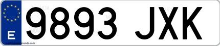 Ejemplo de matrícula española 9893 JXK