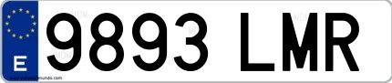 Ejemplo de matrícula española 9893 LMR