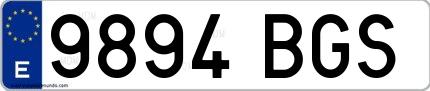 Ejemplo de matrícula española 9894 BGS