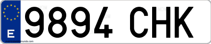 Ejemplo de matrícula de coche ordinaria 9894 CHK